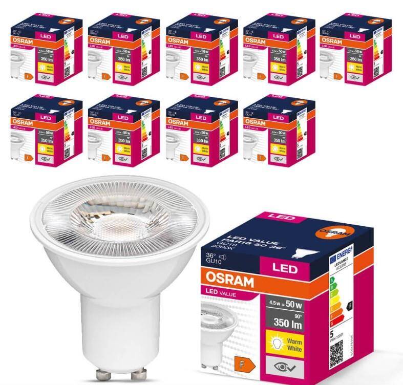 10 Adet Osram Led 4.5w 2700k 350lm Gu10 Duy SARI Işık Spot Lamba  - 1
