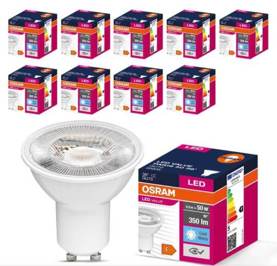 10 Adet Osram Led 4.5w 4000k 350lm Gu10 Duy Günışık Spot Lamba 