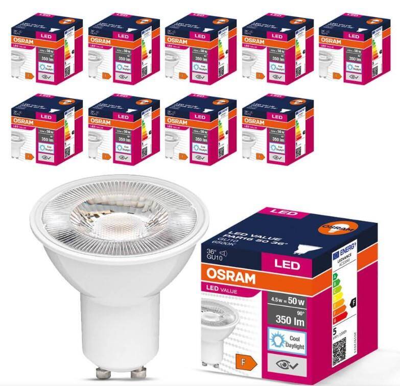 10 Adet Osram Led 4.5w 6500k 350lm Gu10 Duy Beyaz Işık Spot Lamba  - 1