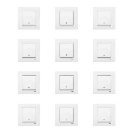 12 Adet Viko Karre Beyaz Light Mekanizma (Çerçeve Dahil) 90967003-12 - 1