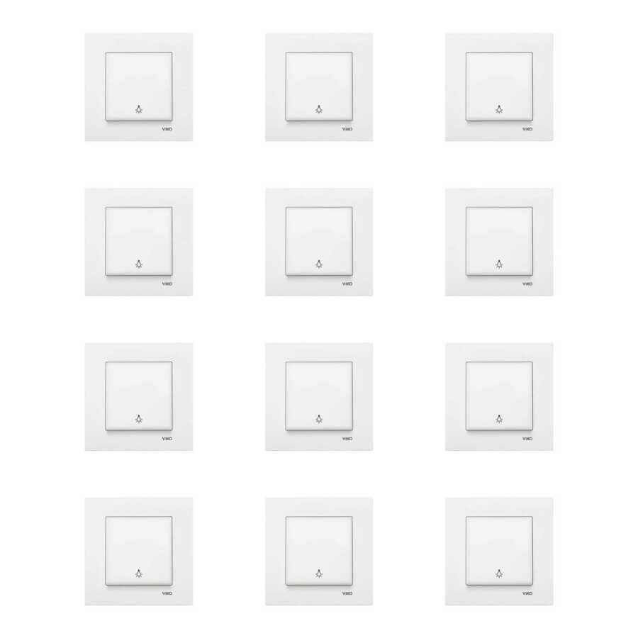12 Adet Viko Karre Beyaz Light Mekanizma (Çerçeve Dahil) 90967003-12 - 1