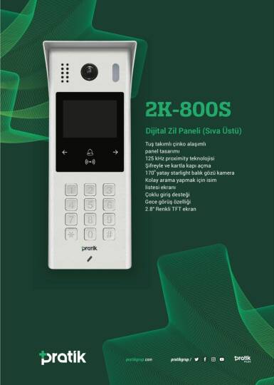 2K-800S PRATİKPLUS DİJİTAL ZİL PANELİ (SIVA ÜSTÜ) - 1