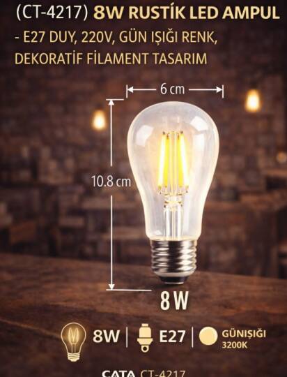8W EDİSON  LED AMPUL (GÜNIŞIĞI)(3 ADET) - 2