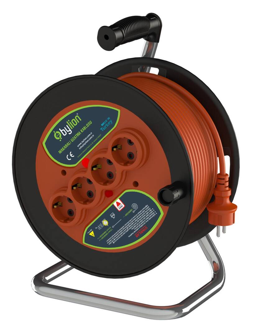 BYLION PMK-20315-F PLS BOBİN Q280 IP20 F TYPE (SCHUKO) 3G1,5 20M TURUNCU KABLO - 1