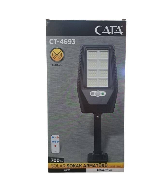 Cata CT-4693 40W Güneş Enerjili Solar Sokak Aydınlatma Armatürü Konsollu – Beyaz Işık - 1