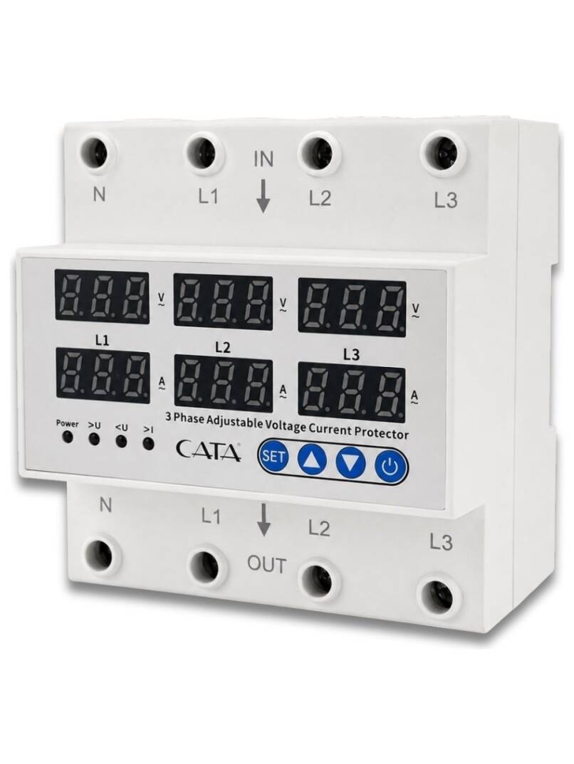 Cata CT-9199 Sigorta Tipi Trifaze Akıllı Voltaj ve Akım Koruyucu - 1