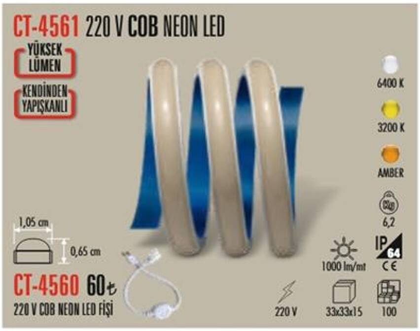 CT-4561 220V COB NEON LED (BEYAZ) (100 METRE) - 1