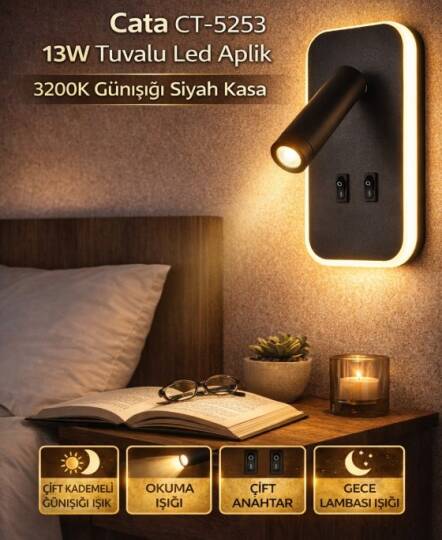 CT-5253 13W TUVALU YATAK BAŞI APLİK GÜNIŞIĞI
