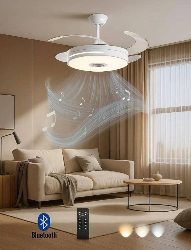 Mutlusan Aydınlatmalı Tavan Vantilatörü Bluetoothlu + Kumandalı - 7