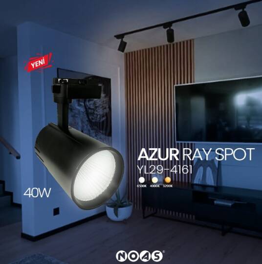 NOAS 40W SİYAH KASA RAY SPOT ARMATÜRÜ 6500K BEYAZ IŞIK