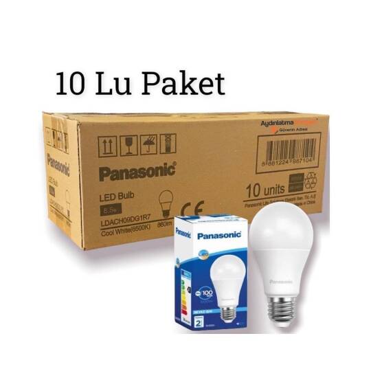 PANASONİC E27 LED LAMBA 8,5W 860lm 6500K (10 ADET) - 1