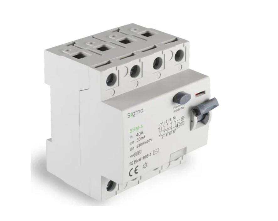 Sigma SHM 4P 30mA 40A 6KA Kaçak Akım Koruma Şalter SHM4040030 - 1