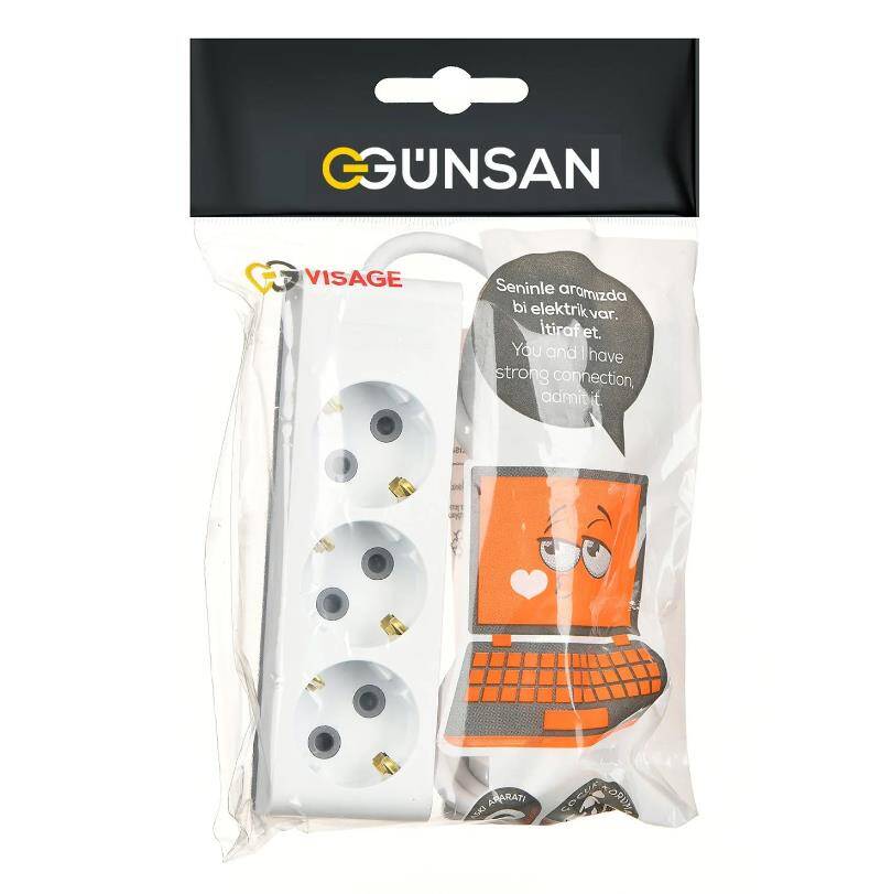 Visage Üçlü Çocuk Korumalı Topraklı Grup Priz 2m - 2